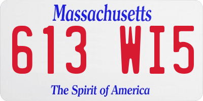 MA license plate 613WI5