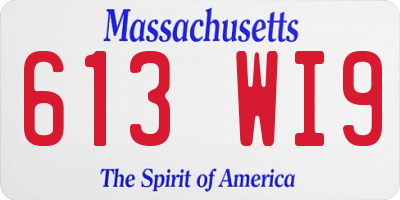 MA license plate 613WI9