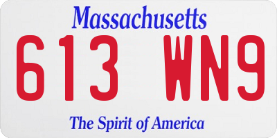 MA license plate 613WN9