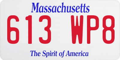 MA license plate 613WP8