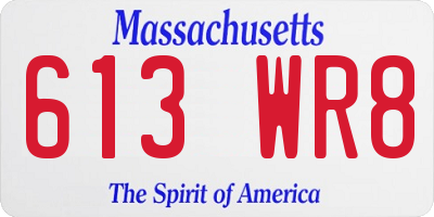 MA license plate 613WR8