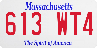 MA license plate 613WT4