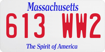 MA license plate 613WW2
