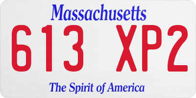MA license plate 613XP2