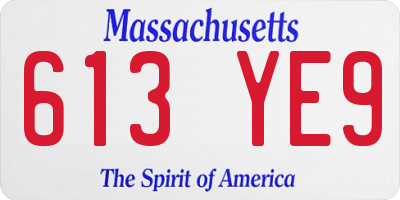 MA license plate 613YE9