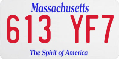 MA license plate 613YF7