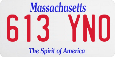MA license plate 613YN0