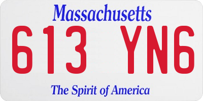 MA license plate 613YN6