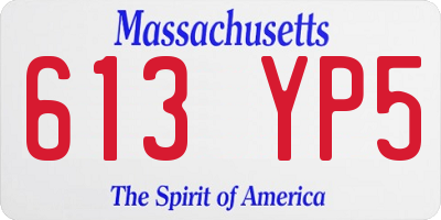 MA license plate 613YP5
