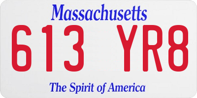 MA license plate 613YR8