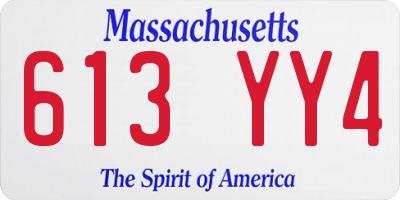 MA license plate 613YY4