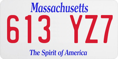 MA license plate 613YZ7