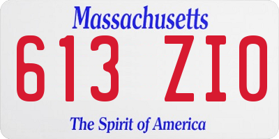 MA license plate 613ZI0
