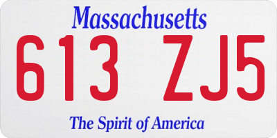 MA license plate 613ZJ5