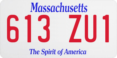 MA license plate 613ZU1