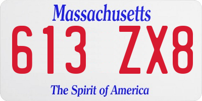 MA license plate 613ZX8