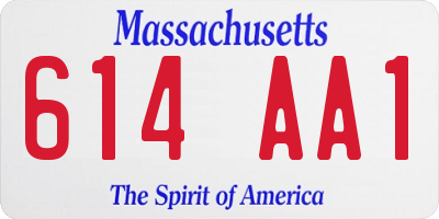 MA license plate 614AA1