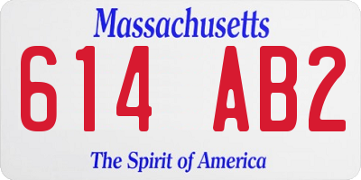 MA license plate 614AB2