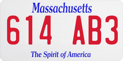 MA license plate 614AB3