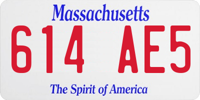 MA license plate 614AE5