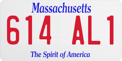 MA license plate 614AL1