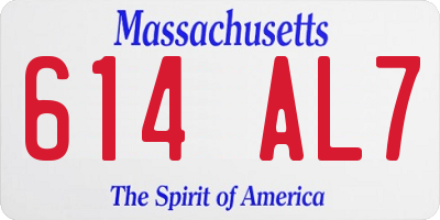 MA license plate 614AL7