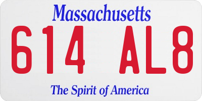 MA license plate 614AL8