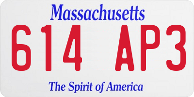 MA license plate 614AP3