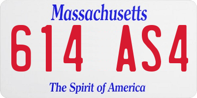 MA license plate 614AS4