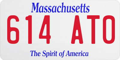 MA license plate 614AT0