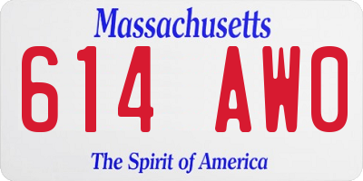 MA license plate 614AW0