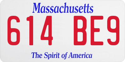 MA license plate 614BE9