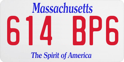 MA license plate 614BP6