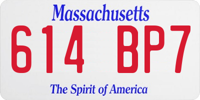 MA license plate 614BP7