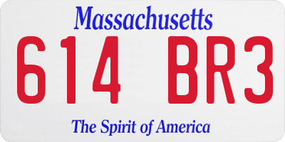 MA license plate 614BR3
