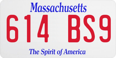 MA license plate 614BS9