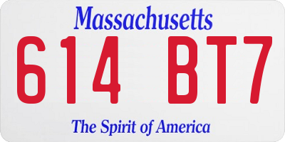 MA license plate 614BT7