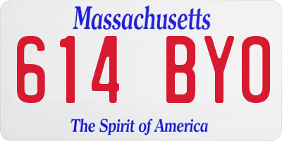 MA license plate 614BY0