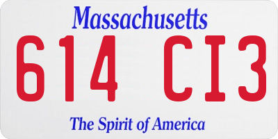 MA license plate 614CI3