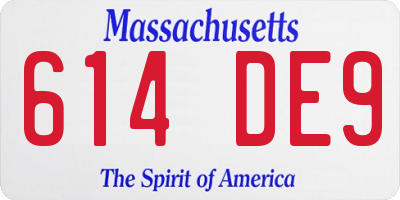 MA license plate 614DE9