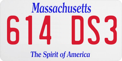 MA license plate 614DS3