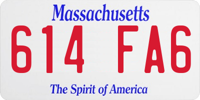 MA license plate 614FA6
