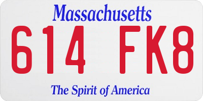 MA license plate 614FK8