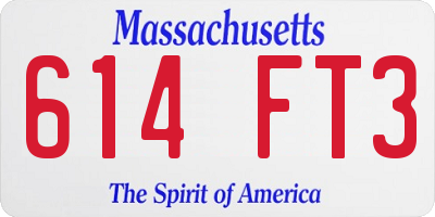 MA license plate 614FT3