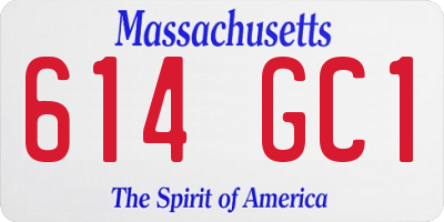 MA license plate 614GC1