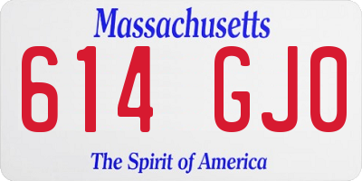 MA license plate 614GJ0