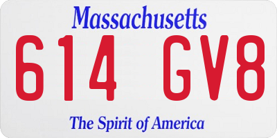 MA license plate 614GV8
