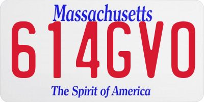 MA license plate 614GVO