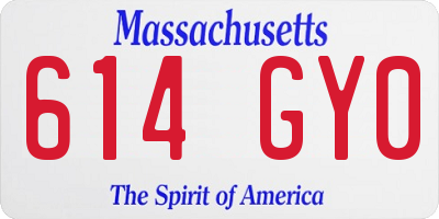 MA license plate 614GY0