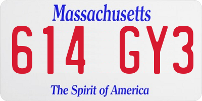MA license plate 614GY3